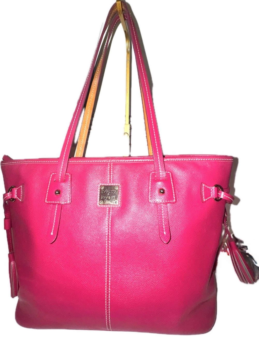 Dooney & Bourke Pink Leather Tote Bag w Tassels - EUC